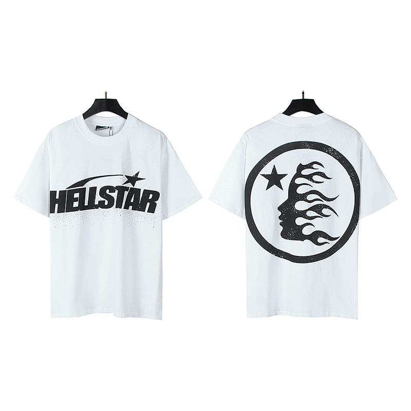 Hellstar Rhinestone American Streetwear High Street Cotton Loose Fit Short Sleeve T-Shirt