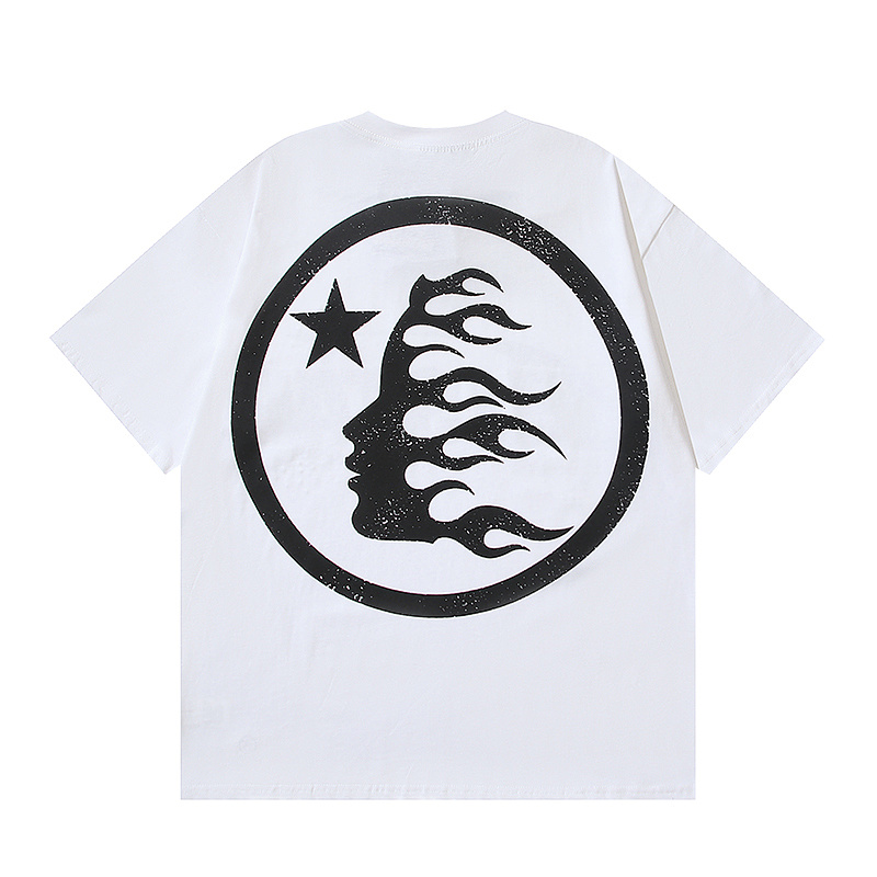 Hellstar Rhinestone American Streetwear High Street Cotton Loose Fit Short Sleeve T-Shirt