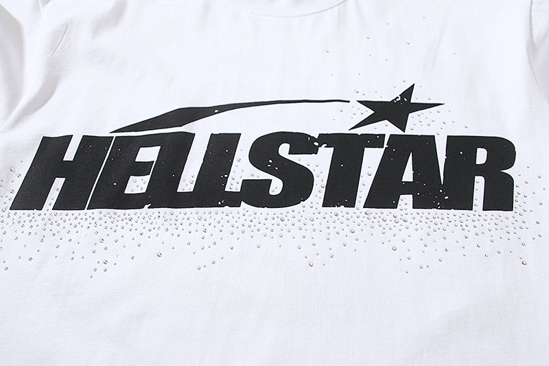 Hellstar Rhinestone American Streetwear High Street Cotton Loose Fit Short Sleeve T-Shirt