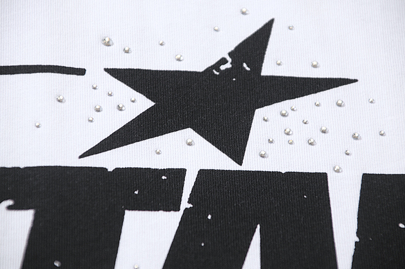 Hellstar Rhinestone American Streetwear High Street Cotton Loose Fit Short Sleeve T-Shirt