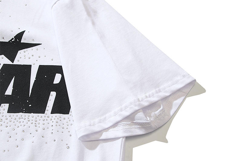 Hellstar Rhinestone American Streetwear High Street Cotton Loose Fit Short Sleeve T-Shirt