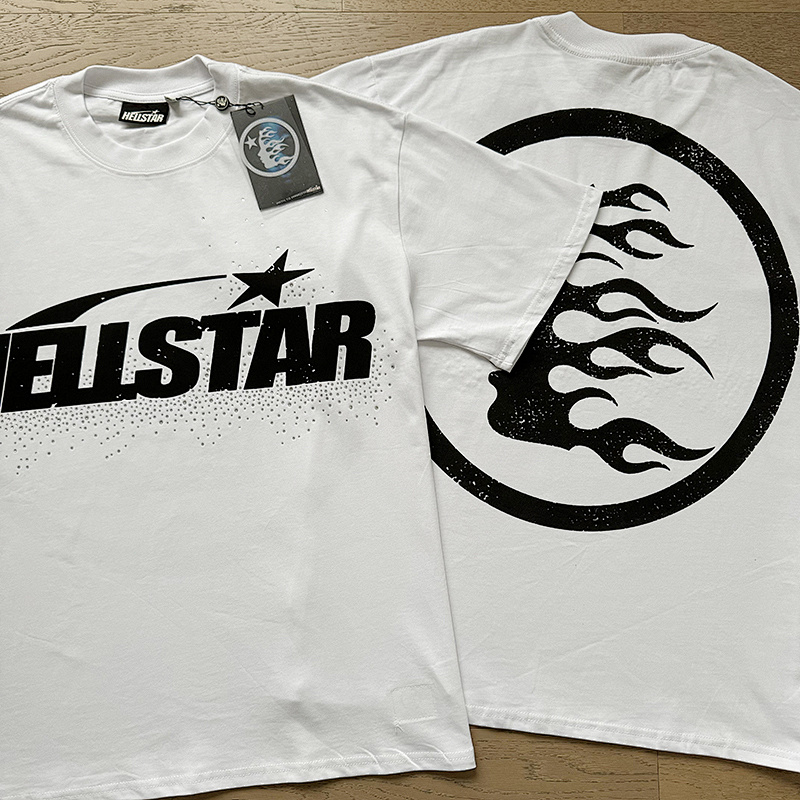 Hellstar Rhinestone American Streetwear High Street Cotton Loose Fit Short Sleeve T-Shirt
