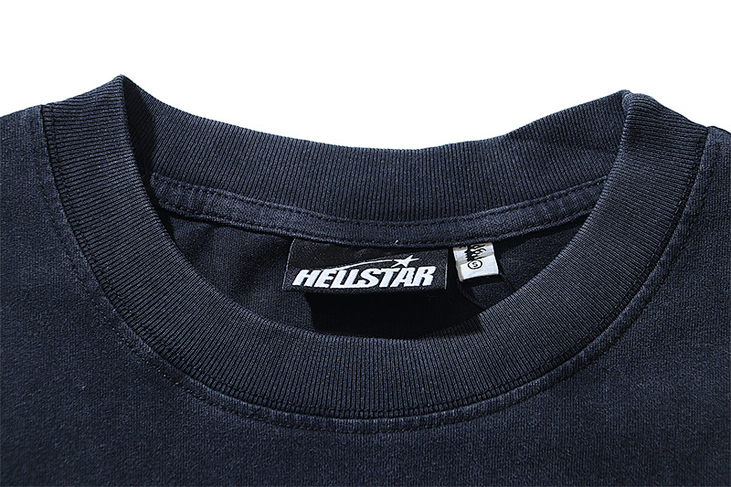 Hellstar Rhinestone Washed American Streetwear Vintage Print Short Sleeve T-Shirt
