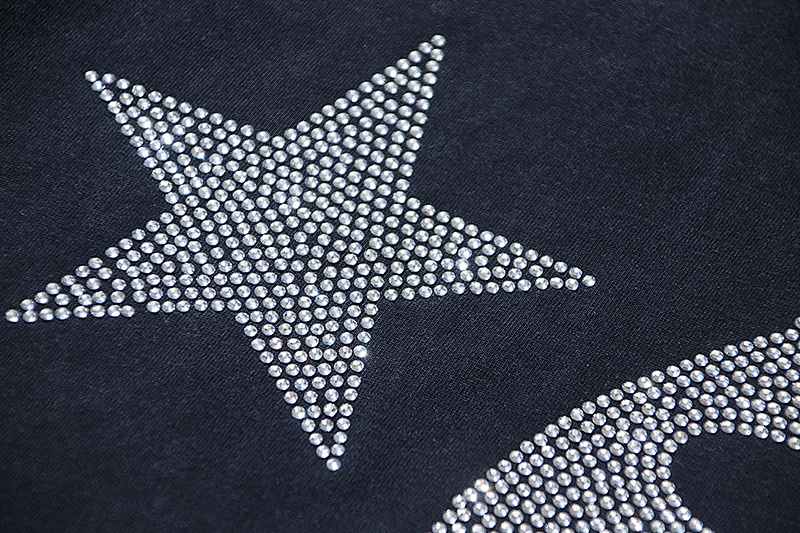 Hellstar Rhinestone Washed American Streetwear Vintage Print Short Sleeve T-Shirt