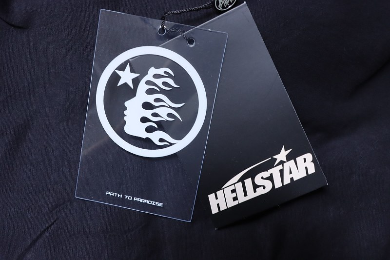 Hellstar Rhinestone Washed Letter Short Sleeve T-Shirt Style 1