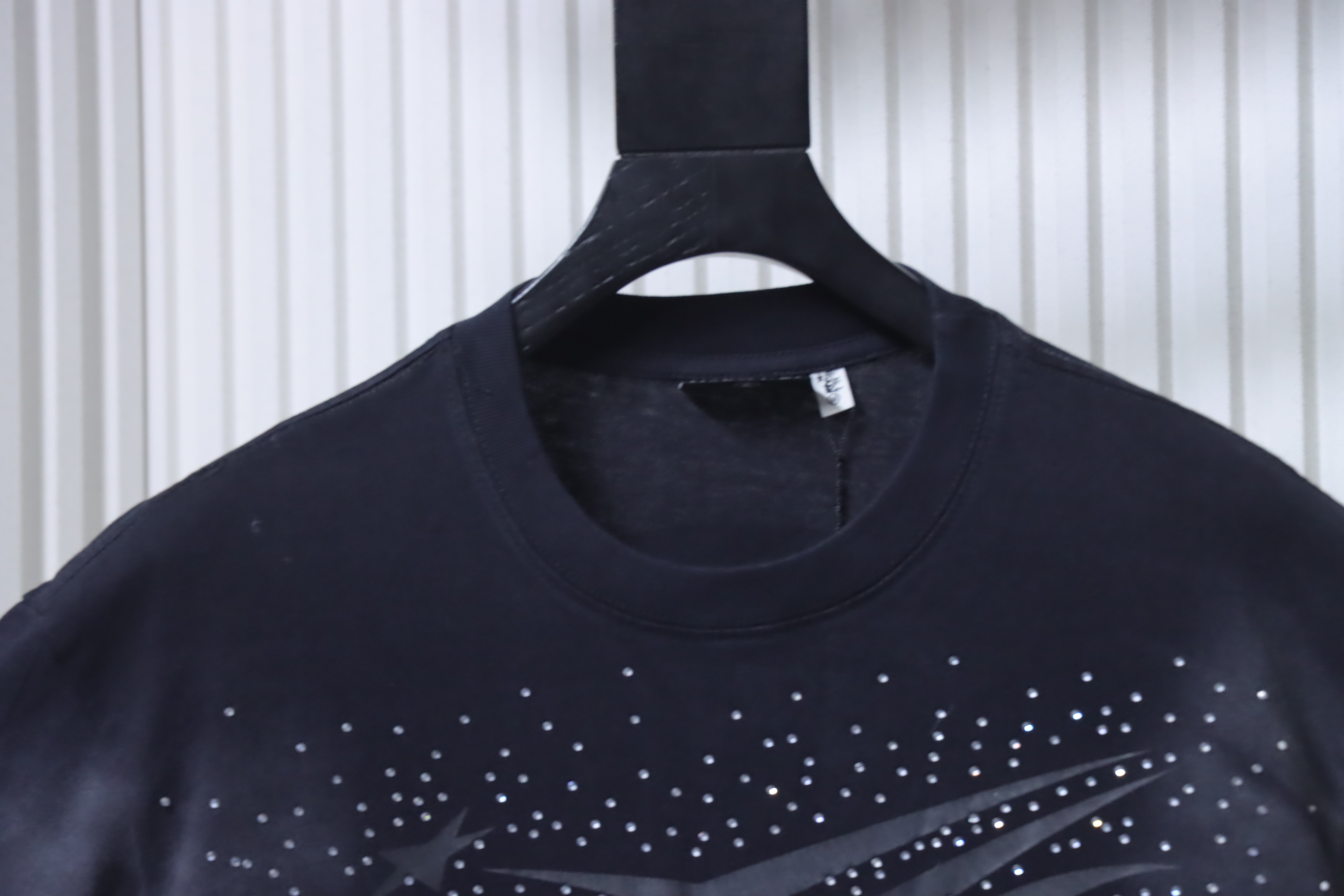Hellstar Rhinestone Washed Letter Short Sleeve T-Shirt Style 1