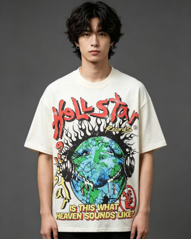 Hellstar Style Broken Smiley Short Sleeve T-Shirt Style 1