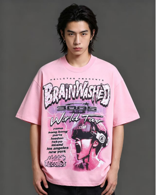 Hellstar Style Futuristic Tech Graffiti Short Sleeve T-Shirt
