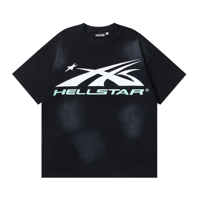 Hellstar Washed American Streetwear Vintage Print Short Sleeve T-Shirt 02