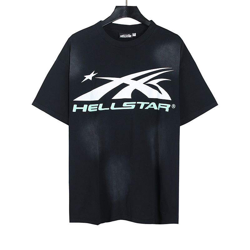 Hellstar Washed American Streetwear Vintage Print Short Sleeve T-Shirt