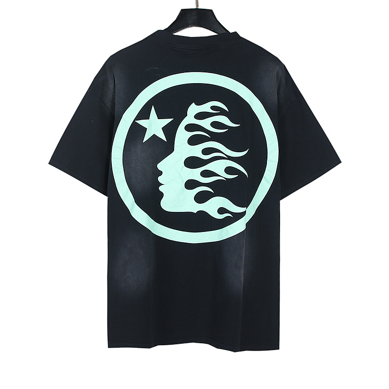 Hellstar Washed American Streetwear Vintage Print Short Sleeve T-Shirt