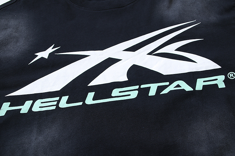 Hellstar Washed American Streetwear Vintage Print Short Sleeve T-Shirt