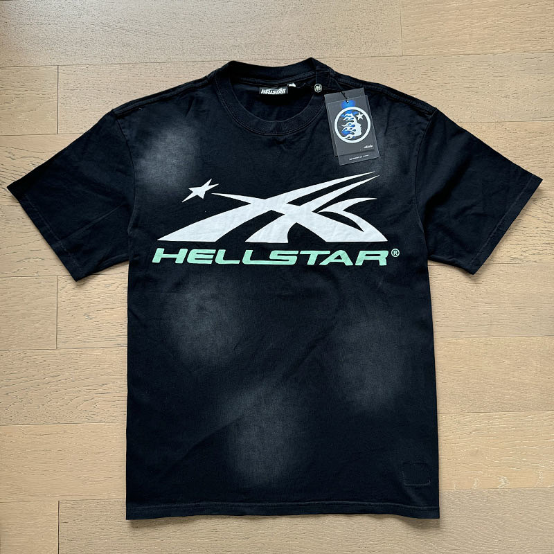 Hellstar Washed American Streetwear Vintage Print Short Sleeve T-Shirt