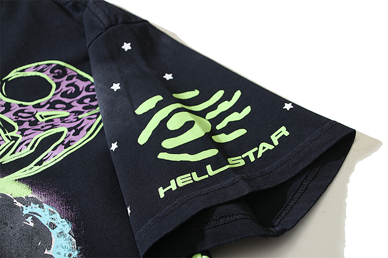 Hellstar Washed American Streetwear Vintage Print Short Sleeve T-Shirt Style 10