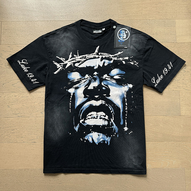 Hellstar Washed American Streetwear Vintage Print Short Sleeve T-Shirt Style 11