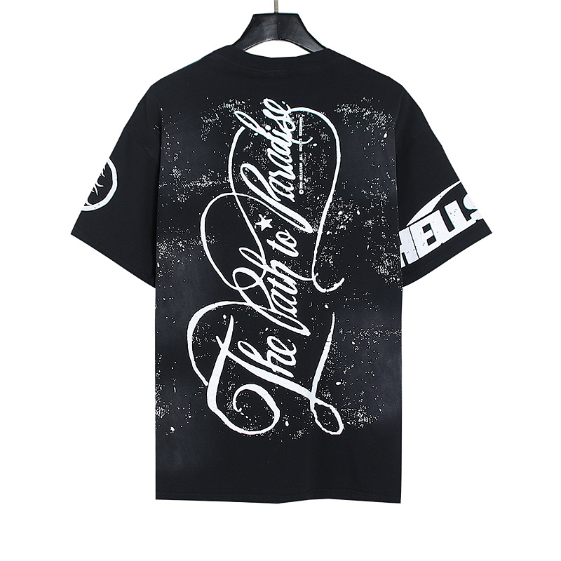 Hellstar Washed American Streetwear Vintage Print Short Sleeve T-Shirt Style 12