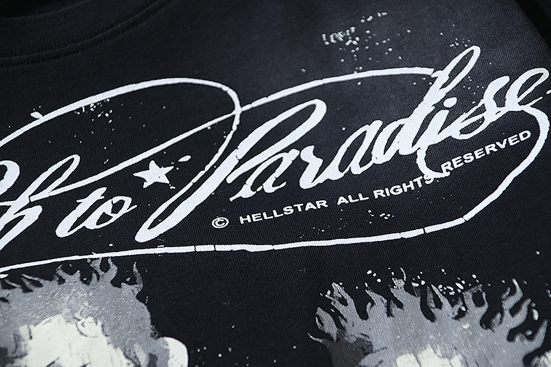 Hellstar Washed American Streetwear Vintage Print Short Sleeve T-Shirt Style 12