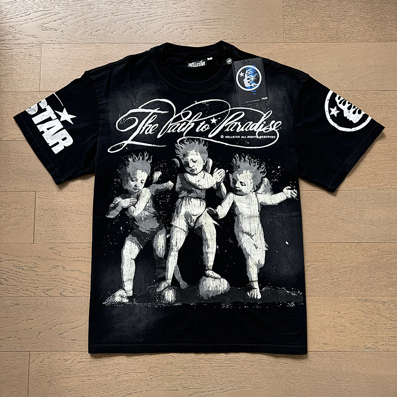 Hellstar Washed American Streetwear Vintage Print Short Sleeve T-Shirt Style 12