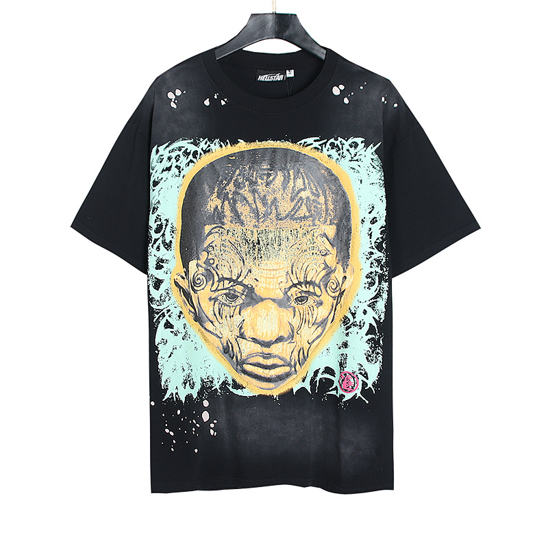 Hellstar Washed American Streetwear Vintage Print Short Sleeve T-Shirt Style 13