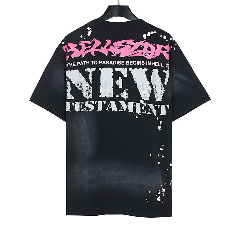 Hellstar Washed American Streetwear Vintage Print Short Sleeve T-Shirt Style 13