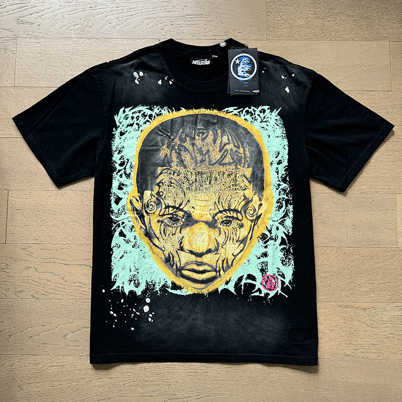 Hellstar Washed American Streetwear Vintage Print Short Sleeve T-Shirt Style 13