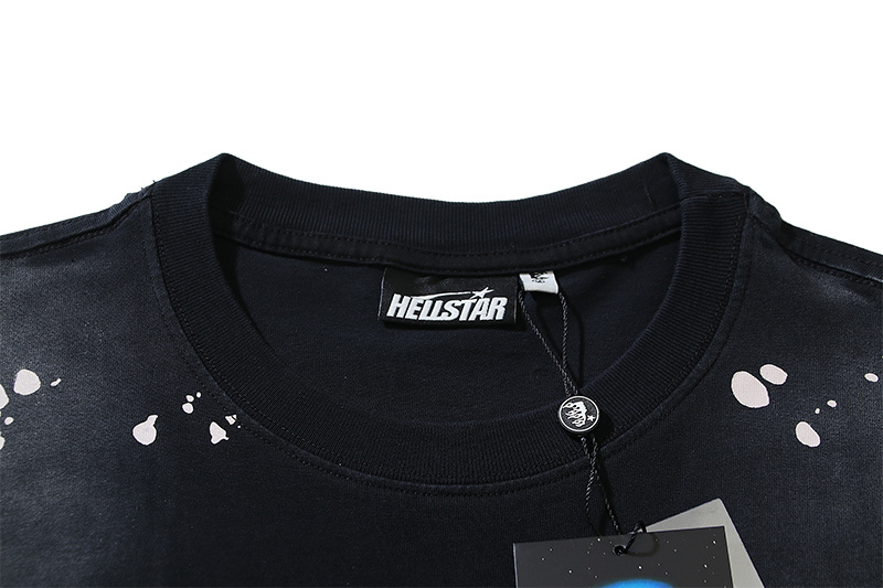 Hellstar Washed American Streetwear Vintage Print Short Sleeve T-Shirt Style 13