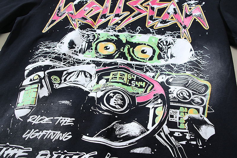 Hellstar Washed American Streetwear Vintage Print Short Sleeve T-Shirt Style 15