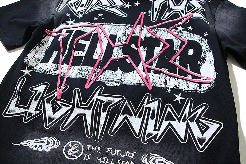 Hellstar Washed American Streetwear Vintage Print Short Sleeve T-Shirt Style 15