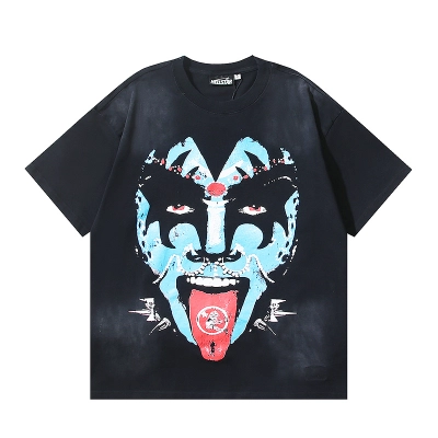 Hellstar Washed American Streetwear Vintage Print Short Sleeve T-Shirt Style 16 02