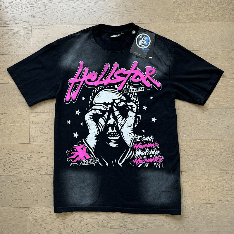 Hellstar Washed American Streetwear Vintage Print Short Sleeve T-Shirt Style 17
