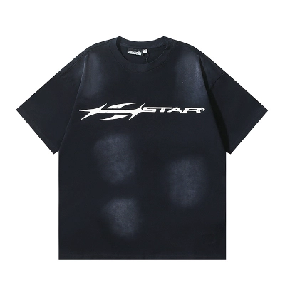 Hellstar Washed American Streetwear Vintage Print Short Sleeve T-Shirt Style 18 02
