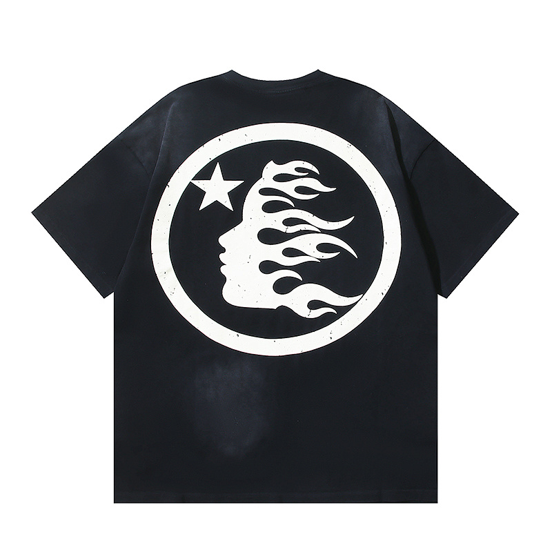 Hellstar Washed American Streetwear Vintage Print Short Sleeve T-Shirt Style 18