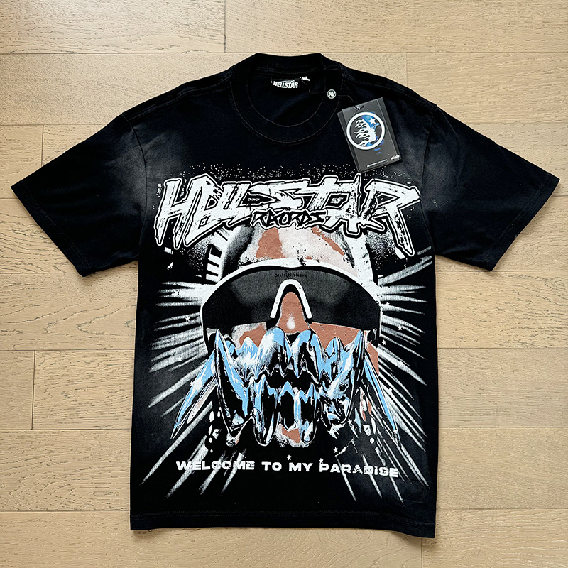 Hellstar Washed American Streetwear Vintage Print Short Sleeve T-Shirt Style 19