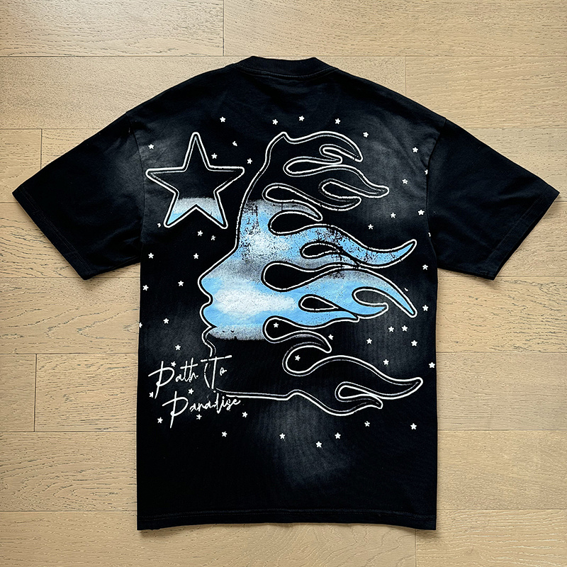 Hellstar Washed American Streetwear Vintage Print Short Sleeve T-Shirt Style 19