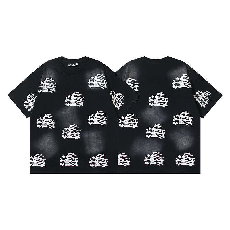 Hellstar Washed American Streetwear Vintage Print Short Sleeve T-Shirt Style 20