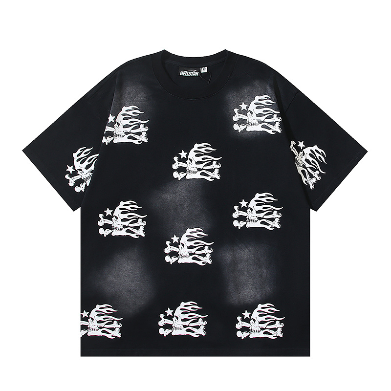 Hellstar Washed American Streetwear Vintage Print Short Sleeve T-Shirt Style 20