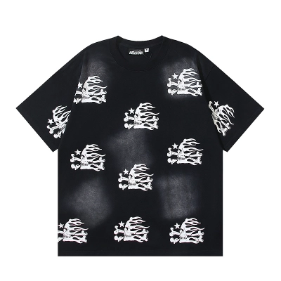 Hellstar Washed American Streetwear Vintage Print Short Sleeve T-Shirt Style 20 02