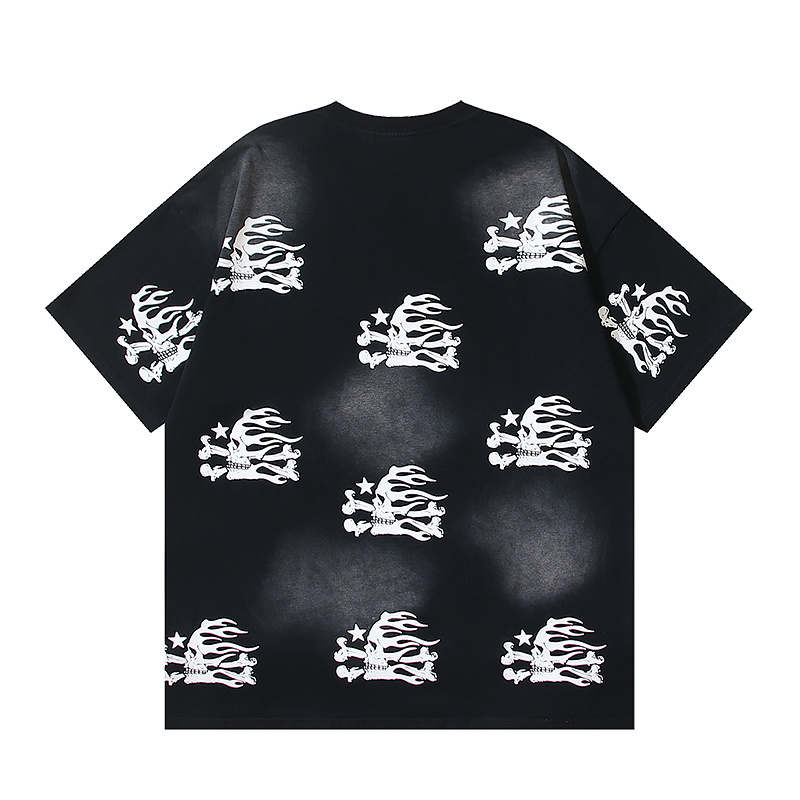 Hellstar Washed American Streetwear Vintage Print Short Sleeve T-Shirt Style 20