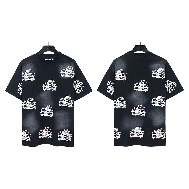 Hellstar Washed American Streetwear Vintage Print Short Sleeve T-Shirt Style 20