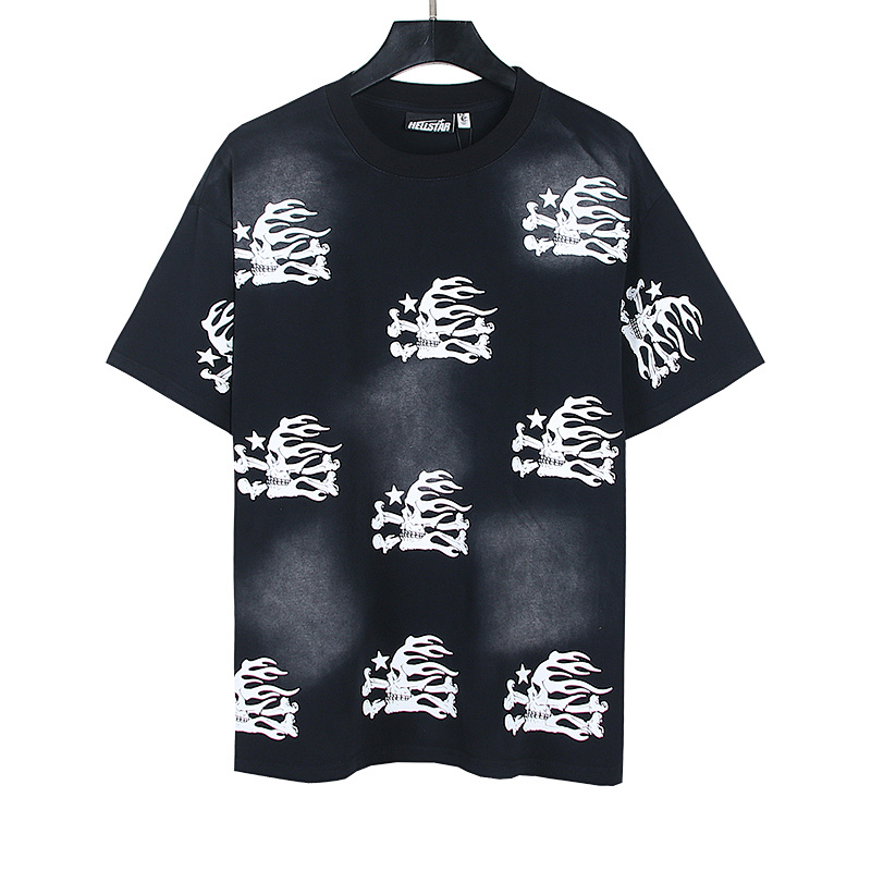 Hellstar Washed American Streetwear Vintage Print Short Sleeve T-Shirt Style 20
