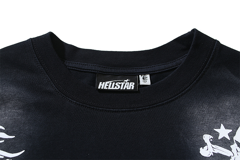 Hellstar Washed American Streetwear Vintage Print Short Sleeve T-Shirt Style 20