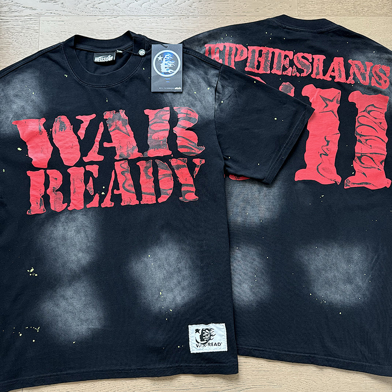 Hellstar Washed American Streetwear Vintage Print Short Sleeve T-Shirt Style 21