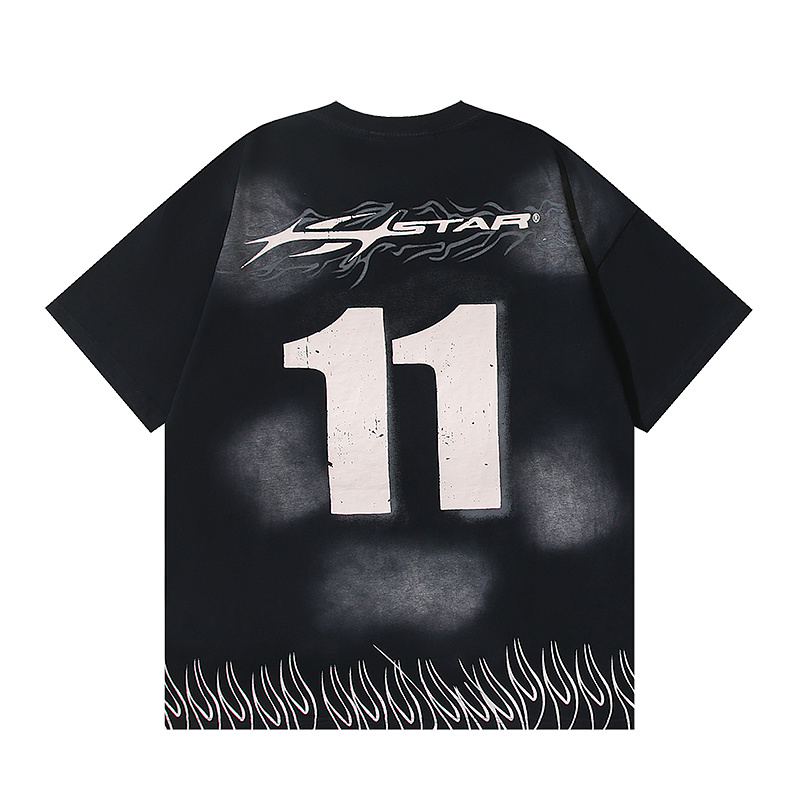 Hellstar Washed American Streetwear Vintage Print Short Sleeve T-Shirt Style 22