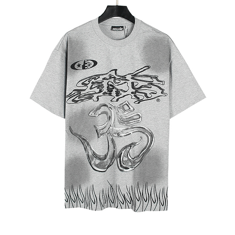Hellstar Washed American Streetwear Vintage Print Short Sleeve T-Shirt Style 22