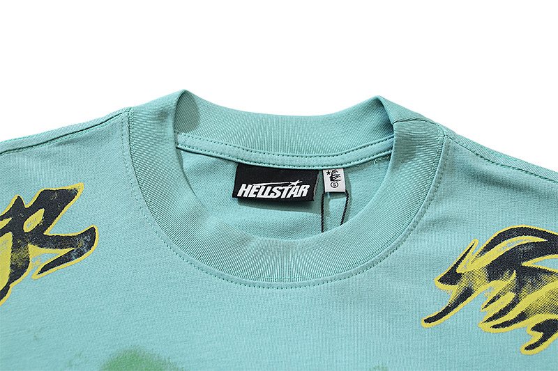 Hellstar Washed American Streetwear Vintage Print Short Sleeve T-Shirt Style 23
