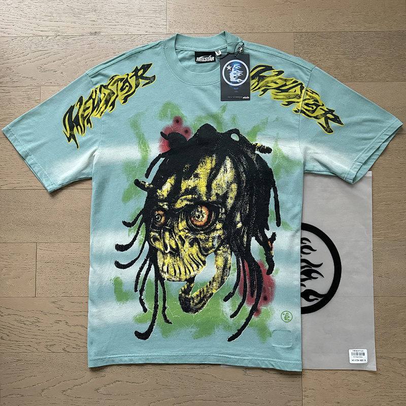 Hellstar Washed American Streetwear Vintage Print Short Sleeve T-Shirt Style 23