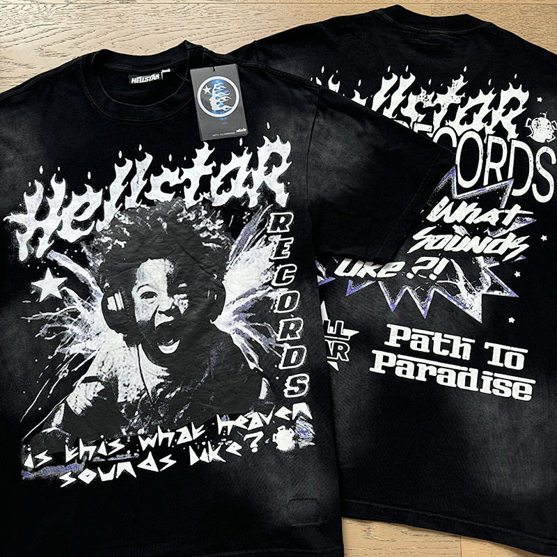 Hellstar Washed American Streetwear Vintage Print Short Sleeve T-Shirt Style 24