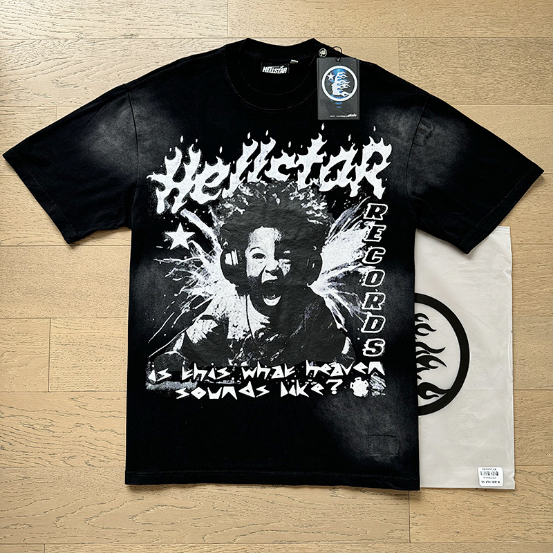 Hellstar Washed American Streetwear Vintage Print Short Sleeve T-Shirt Style 24
