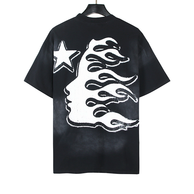 Hellstar Washed American Streetwear Vintage Print Short Sleeve T-Shirt Style 25