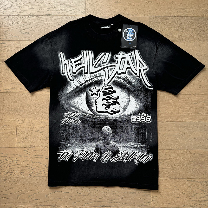 Hellstar Washed American Streetwear Vintage Print Short Sleeve T-Shirt Style 25